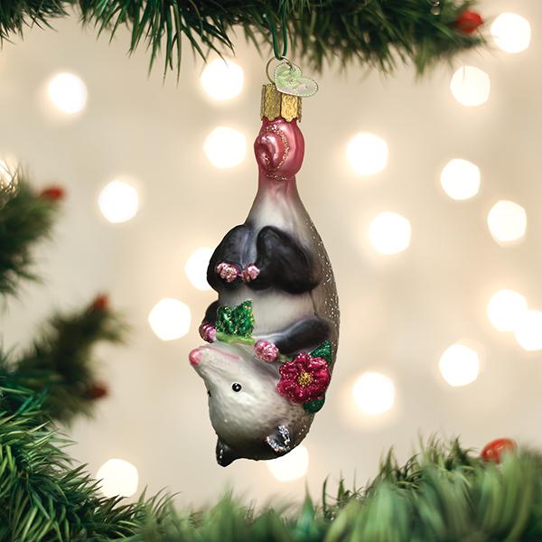 Seasonal Home Decor, Blossom Opossum Ornament for Holiday Displays, Shelves and Festive Rooms image 1