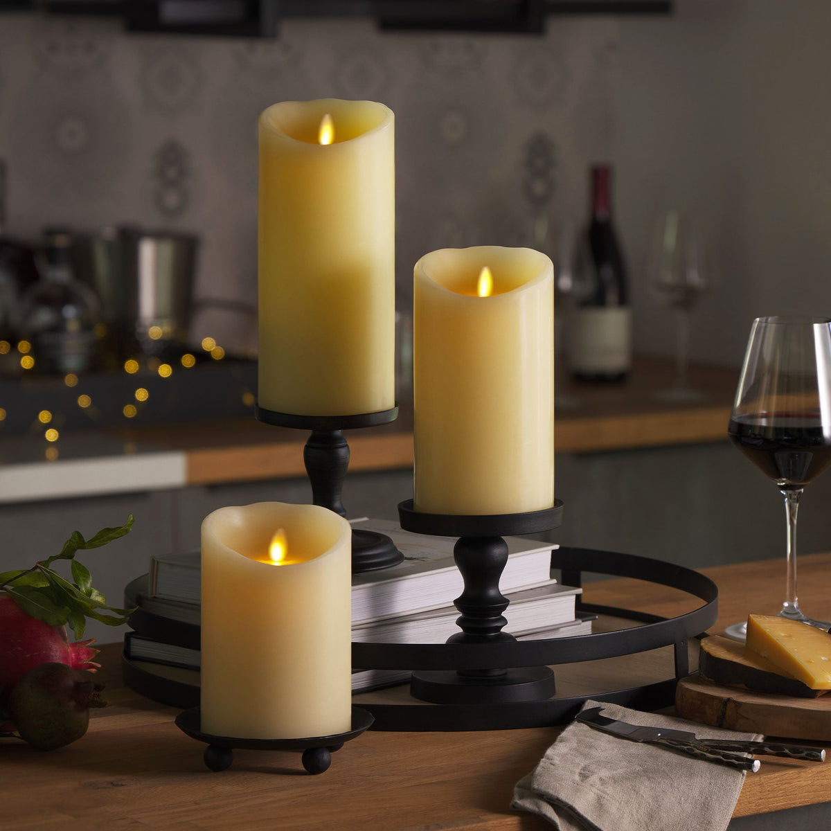 Flameless Candle, Ivory Pillar Scallop Top 4" Width for Bedrooms, Living Rooms and Everyday Candlelight Ambience, 3 Size Options image 1