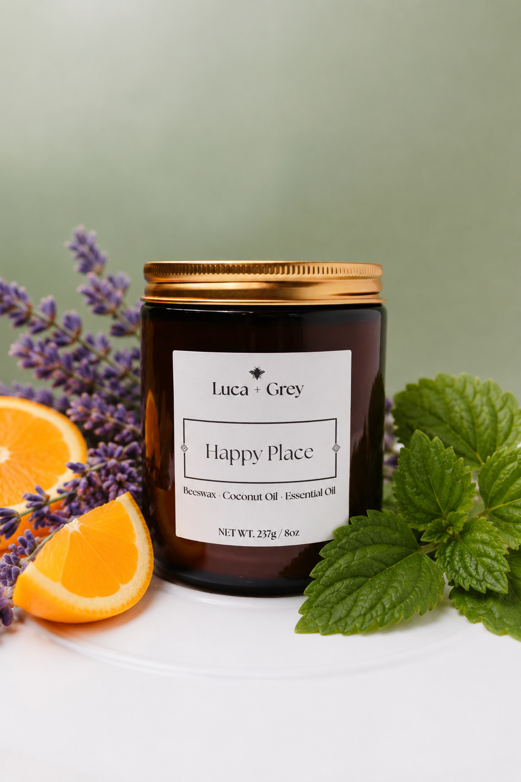 Decorative Candle, Happy Place Beeswax for Entryways, Mantels and Everyday Home Ambience, 2 Size Options image 1