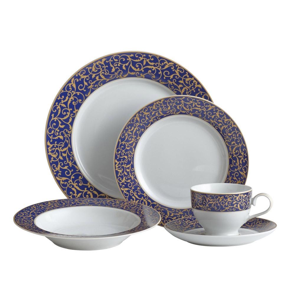 Dinnerware, Parchment Cobalt Set, Porcelain Construction, Microwave-Safe Use for Family Dining, Serving and Entertaining, 3 Size Options image 1