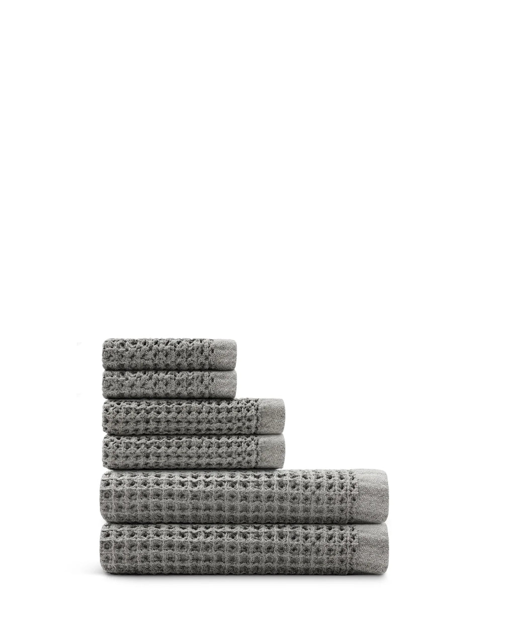 Bath Towel Set, Supima Waffle 6pc Bundle for Daily Bathroom Routines and Guest Baths, 14 Color Options image 1