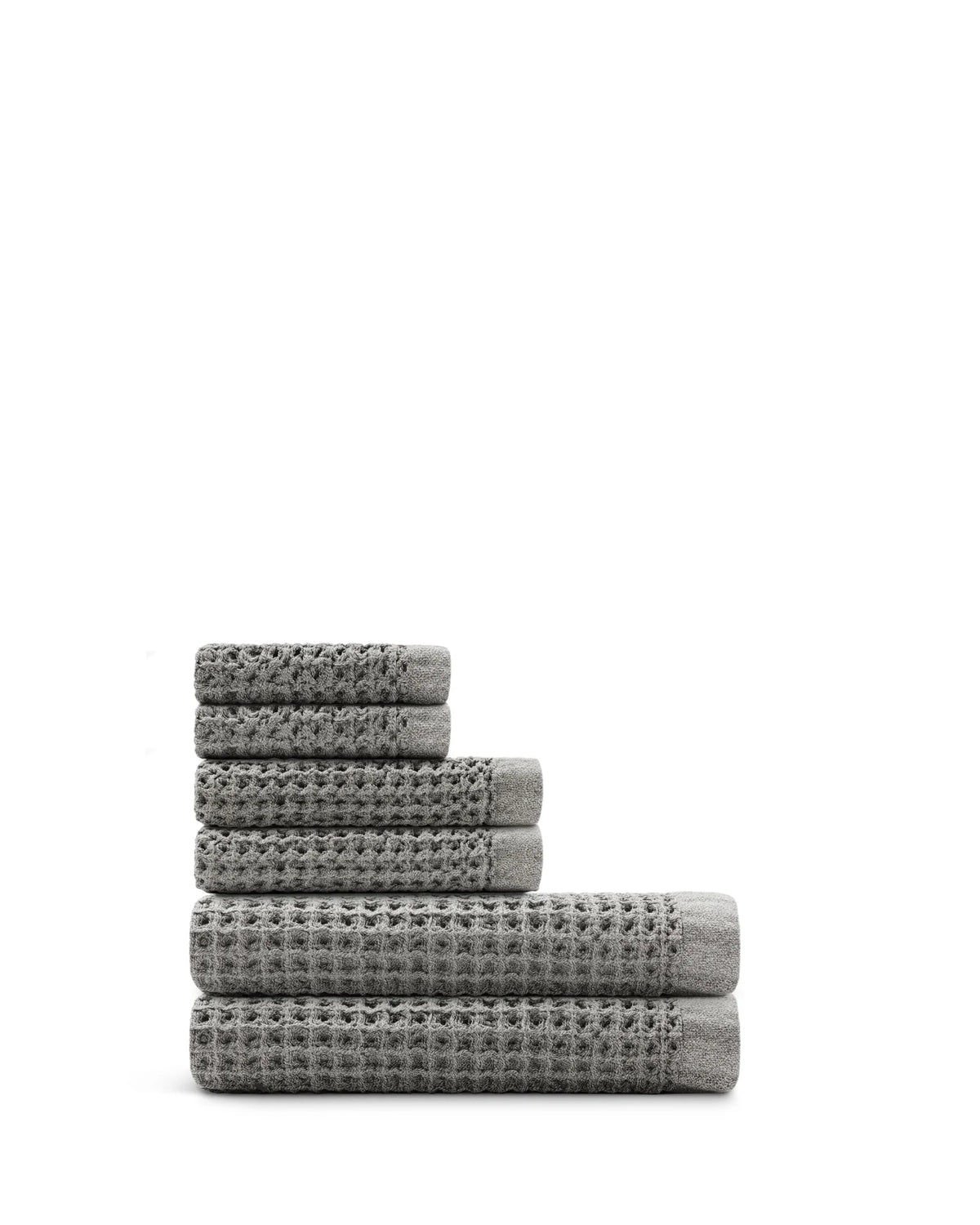 Bath Towel Set, Supima Waffle 6pc Bundle for Daily Bathroom Routines and Guest Baths, 14 Color Options image 1
