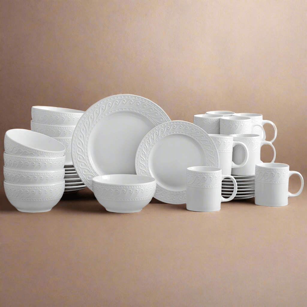 Dinnerware, Sylvia 32 Piece Set, Service for 8, Porcelain Construction, Dishwasher-Safe Care for Everyday Meals and Table Settings image 1