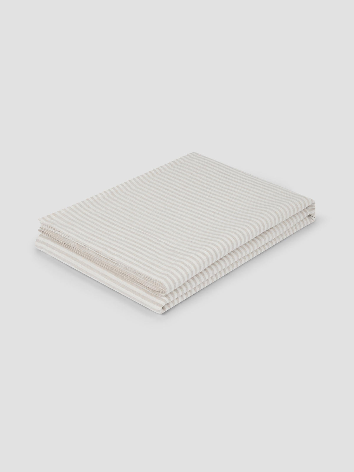 Linen Flat Sheet, Oatmeal Stripe for Master Bedrooms, Guest Beds and Everyday Bedding, 4 Size Options image 1
