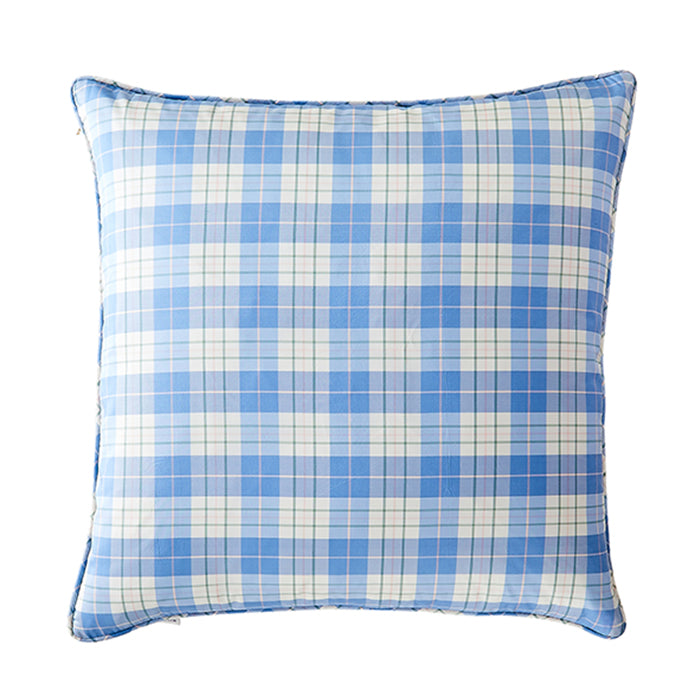 Decorative Pillow Cover Set, Porcelain Plaid in Silk for Bedroom Styling and Living Room Decor, 3 Size Options image 1