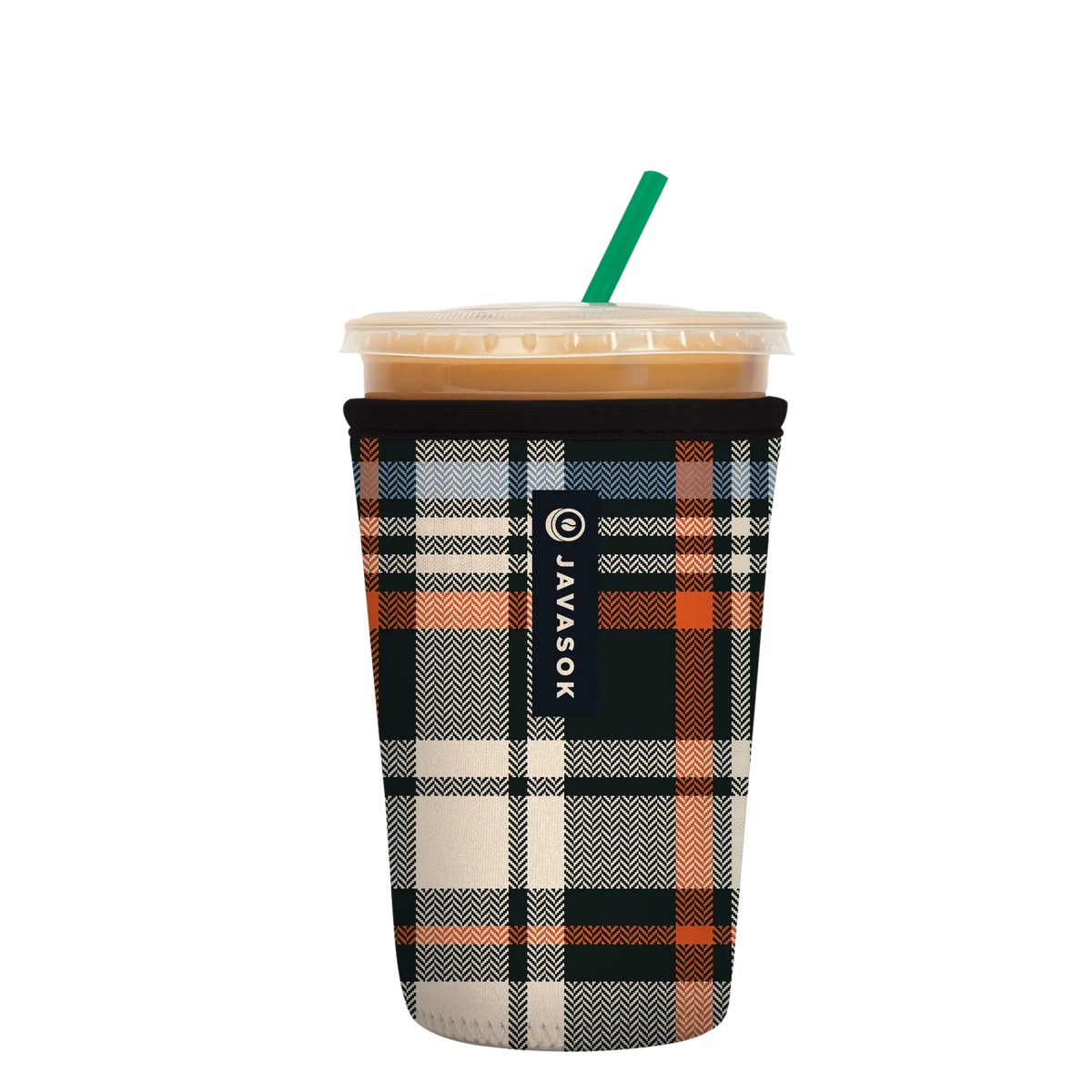 Reusable Cup Sleeve, Fall Flannel, Neoprene Construction for Iced Coffee, Cold Drinks and Condensation Control, 2 Size Options image 1