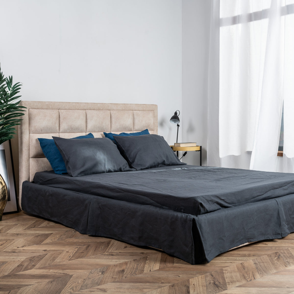 Bed Skirt, Box Pleated with Pleats on Sides and Footboard for Guest Beds, Bedroom Decor and Underbed Coverage, 6 Size Options image 1