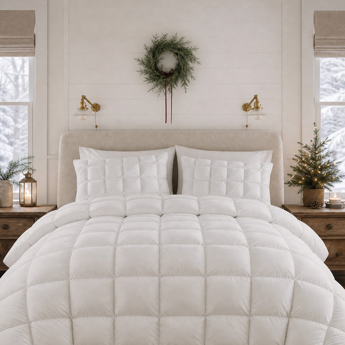 Down & Feather Comforter, Stay Puffed Overfilled Alternative, Breathable Construction for Everyday Bedding and Comfortable Sleep image 1