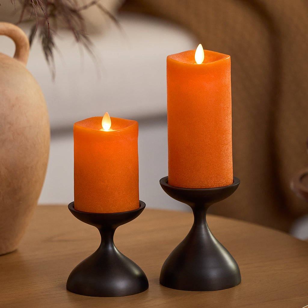 Flameless Candle, Chalky Burnt Orange Pillar for Bedrooms, Living Rooms and Everyday Candlelight Ambience, 2 Size Options image 1