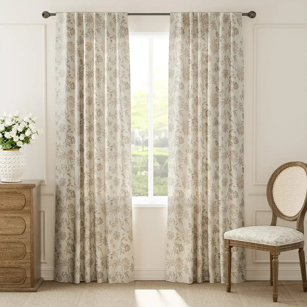 Window Curtain, Vintage Botanical Vine & Multi Floral Curtains for Windows, Room Styling and Everyday Privacy, 5 Sizes and 4 Colors image 1