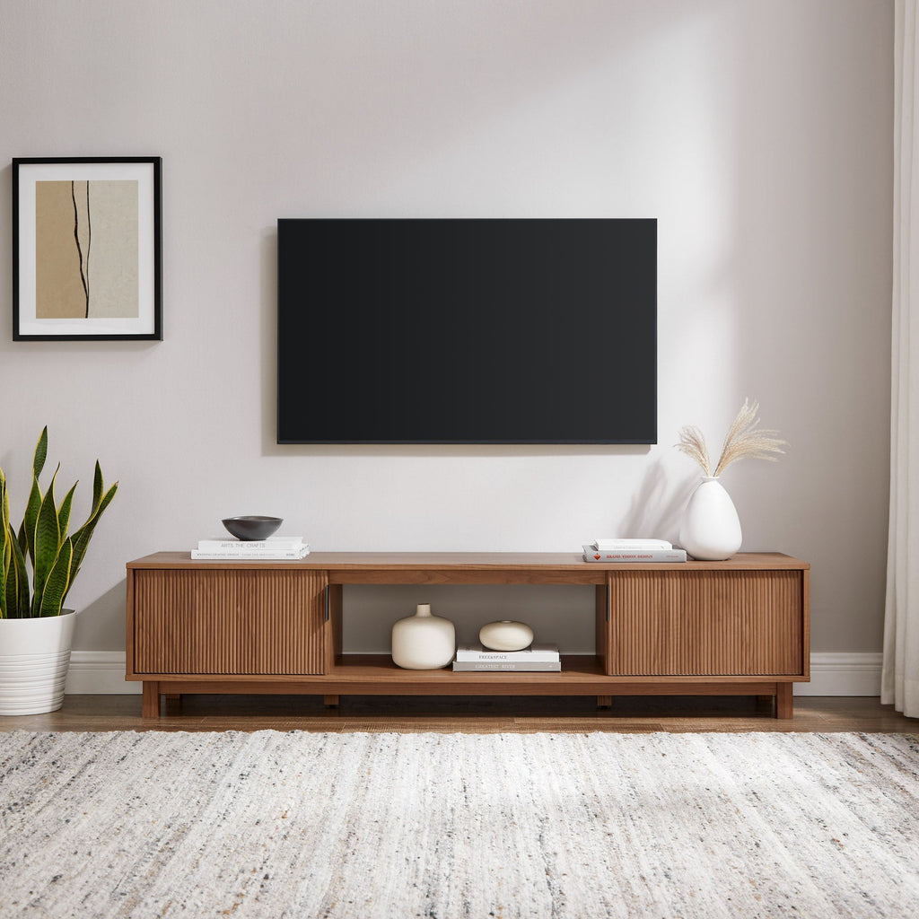 TV Stand, Reema Arundo Scandinavian Reeded for Television Displays, Consoles and Organized Living Spaces, 2 Sizes and 2 Colors image 1