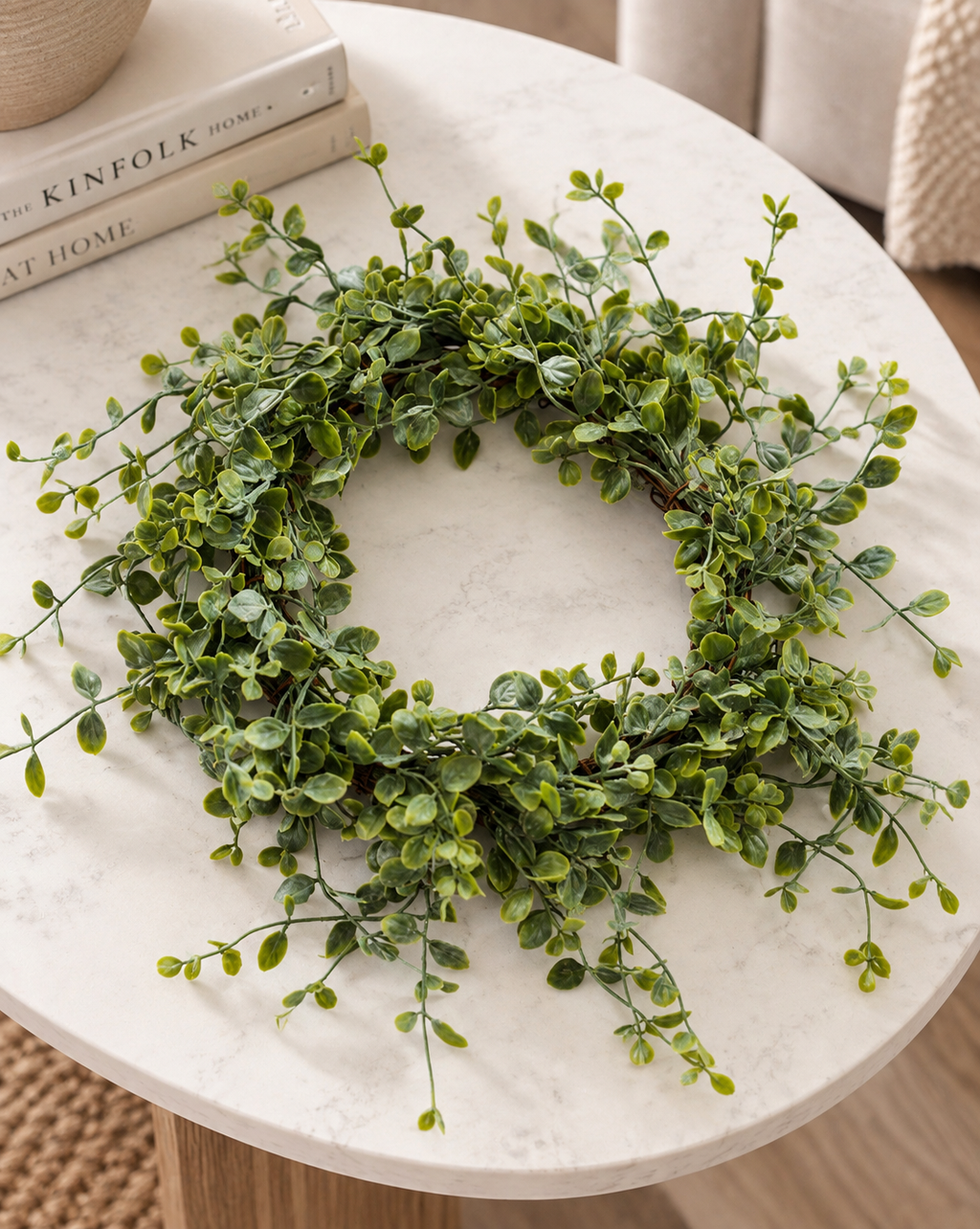 Decorative Candle, Whisperleaf Faux Greenery Ring for Entryways, Mantels and Everyday Home Ambience image 1