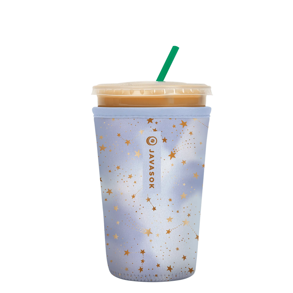 Reusable Cup Sleeve, Cosmic Glitter, Neoprene Construction for Iced Coffee, Cold Drinks and Condensation Control image 1