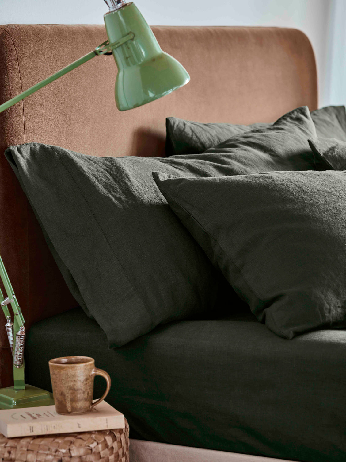Pillowcase Set, Fern Green Linen Blend (Pair), Breathable Construction for Guest Rooms and Daily Bedroom Comfort image 1