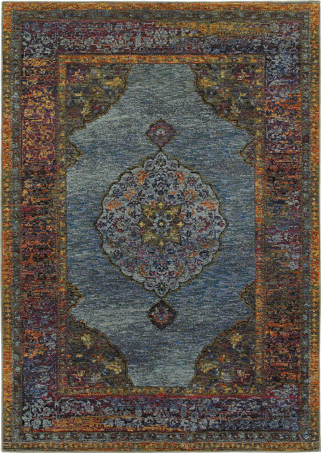 Area Rug, Andorra 7139A Blue Multi for Hallways, Dining Spaces and Home Decor, 11 Size Options image 1