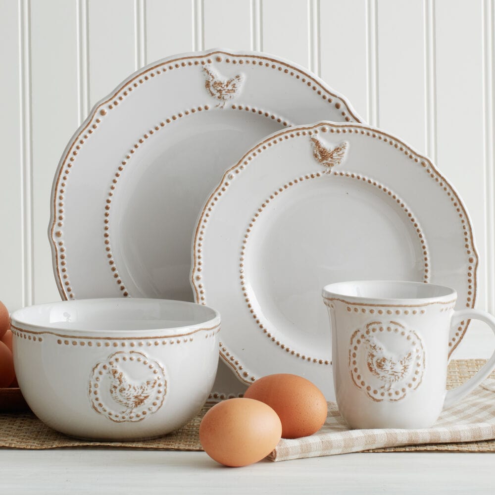Dinnerware Set, Farmhouse Hen, Dishwasher-Safe Care for Breakfast, Lunch, Dinner and Everyday Table Settings image 1