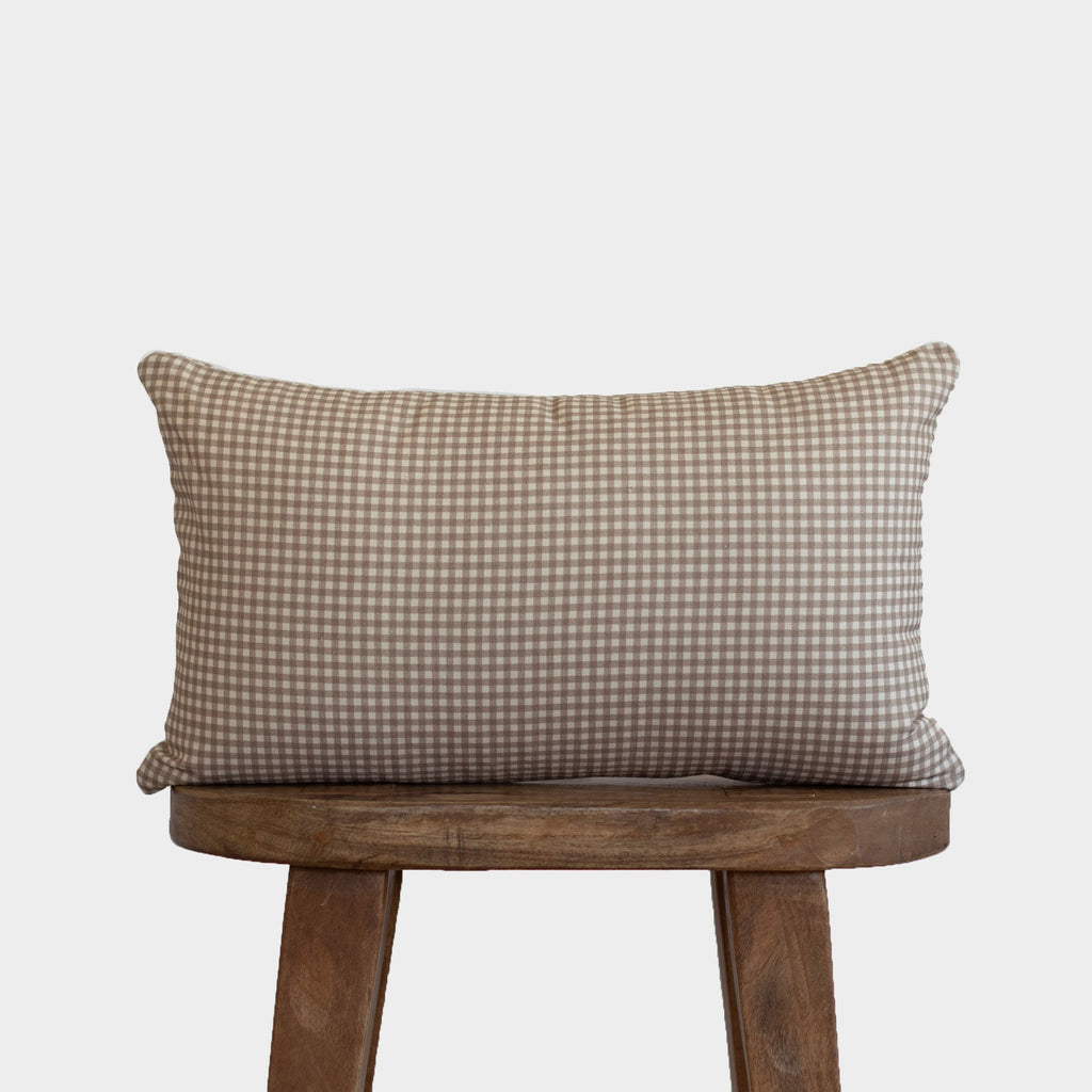 Decorative Pillow Cover Set, Mini Tan Gingham Lumbar 12x20" 12x40", Lightweight Design for Bedroom Styling and Living Room Decor image 1