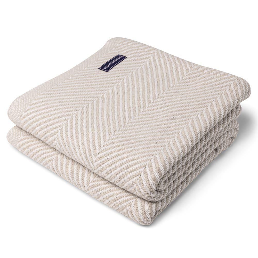 Cozy Throw Blanket, Monhegan Cotton Without Fringe Oyster for Living Rooms, Bedrooms and Everyday Lounging image 1