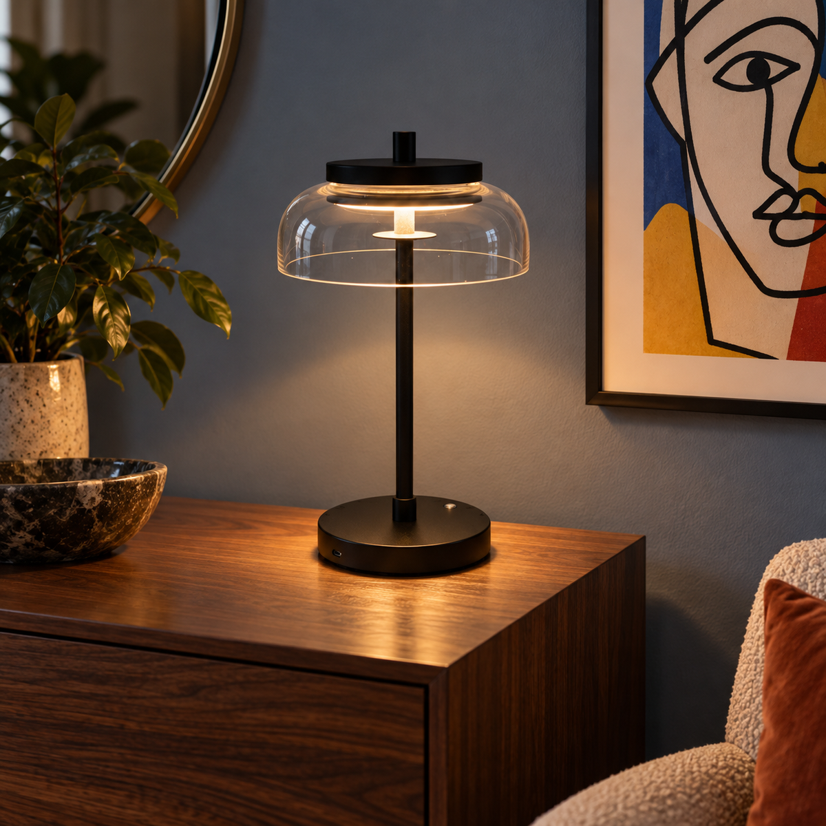 Portable Table Lamp, Vinaura for Desks, Side Tables and Warm Room Lighting, 3 Color Options image 1