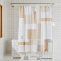 Bathroom Accessory, End Bits Linen Shower Curtain in Sand for Guest Baths and Daily Bathroom Routines image 1