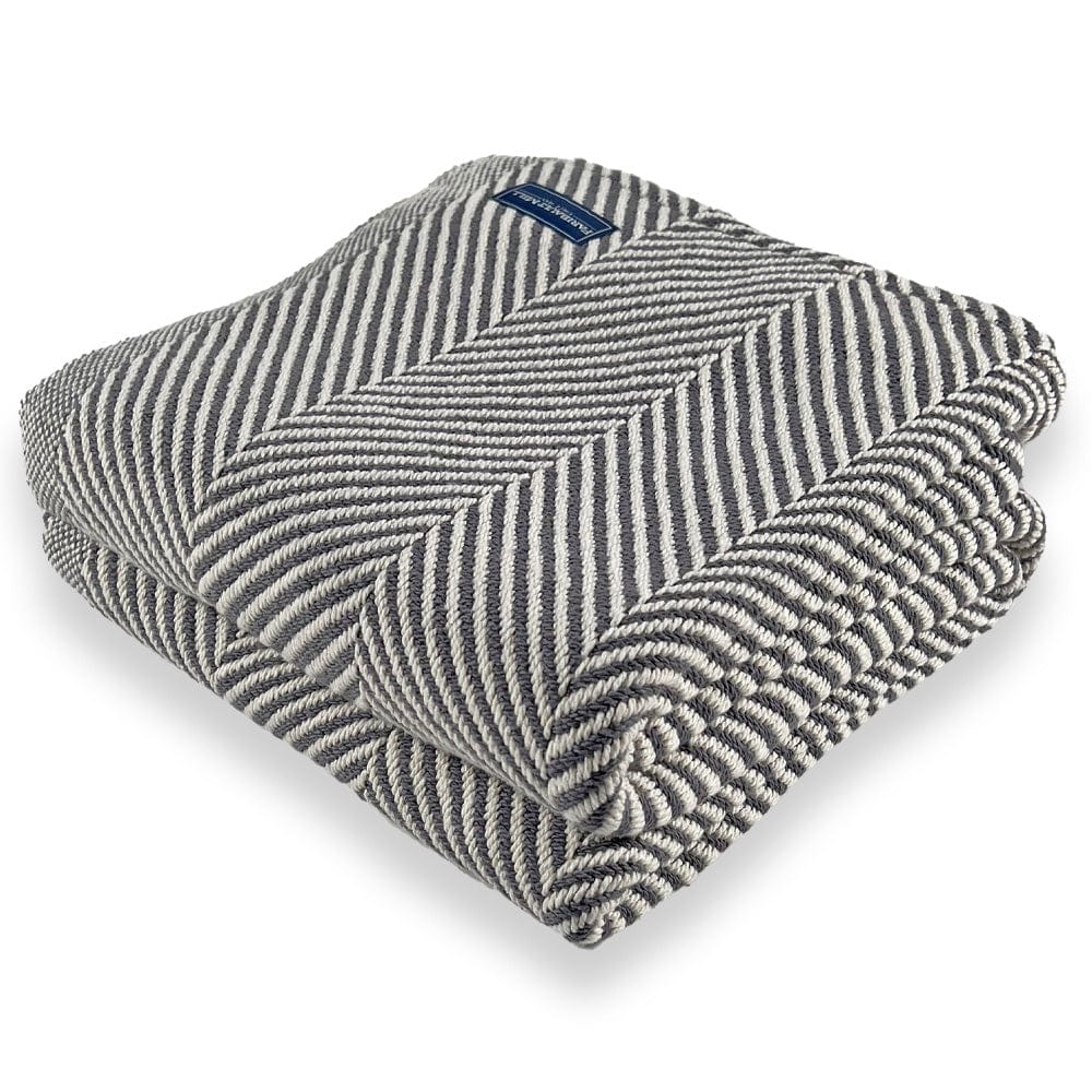 Cozy Throw Blanket, Monhegan Cotton Without Fringe Slate for Living Rooms, Bedrooms and Everyday Lounging image 1