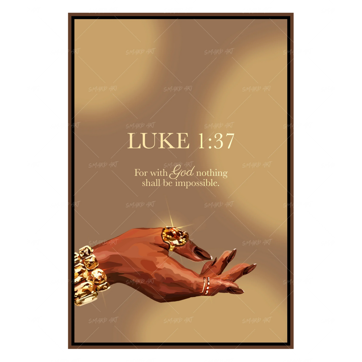 Wall Art Print, Luke 1:37 Gold for Living Rooms, Bedrooms and Home Offices, 4 Size Options image 1