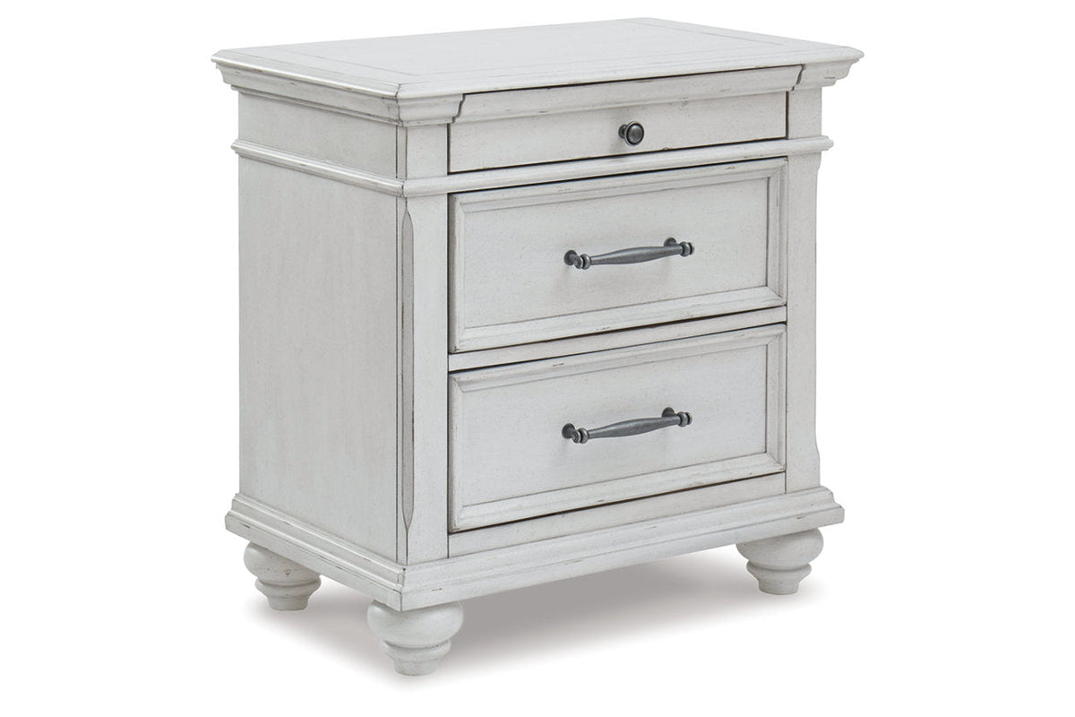 Nightstand, Kanwyn Whitewash, Solid Wood Construction for Bedside Storage, Bedroom Organization and Guest Rooms image 1