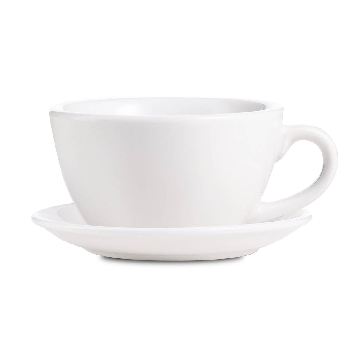 Coffee Mug, Egg Style Latte Cup & Saucer White (10oz, Porcelain Construction for Everyday Drinks, Home and Entertaining image 1