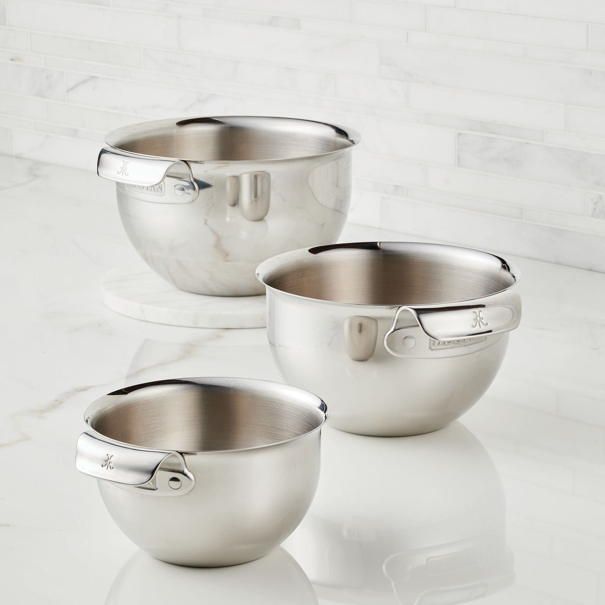 Salad Serving Bowl, Stainless Steel Mixing Set, 3 Piece, Dishwasher-Safe Care for Dining Tables, Entertaining and Everyday Serving image 1