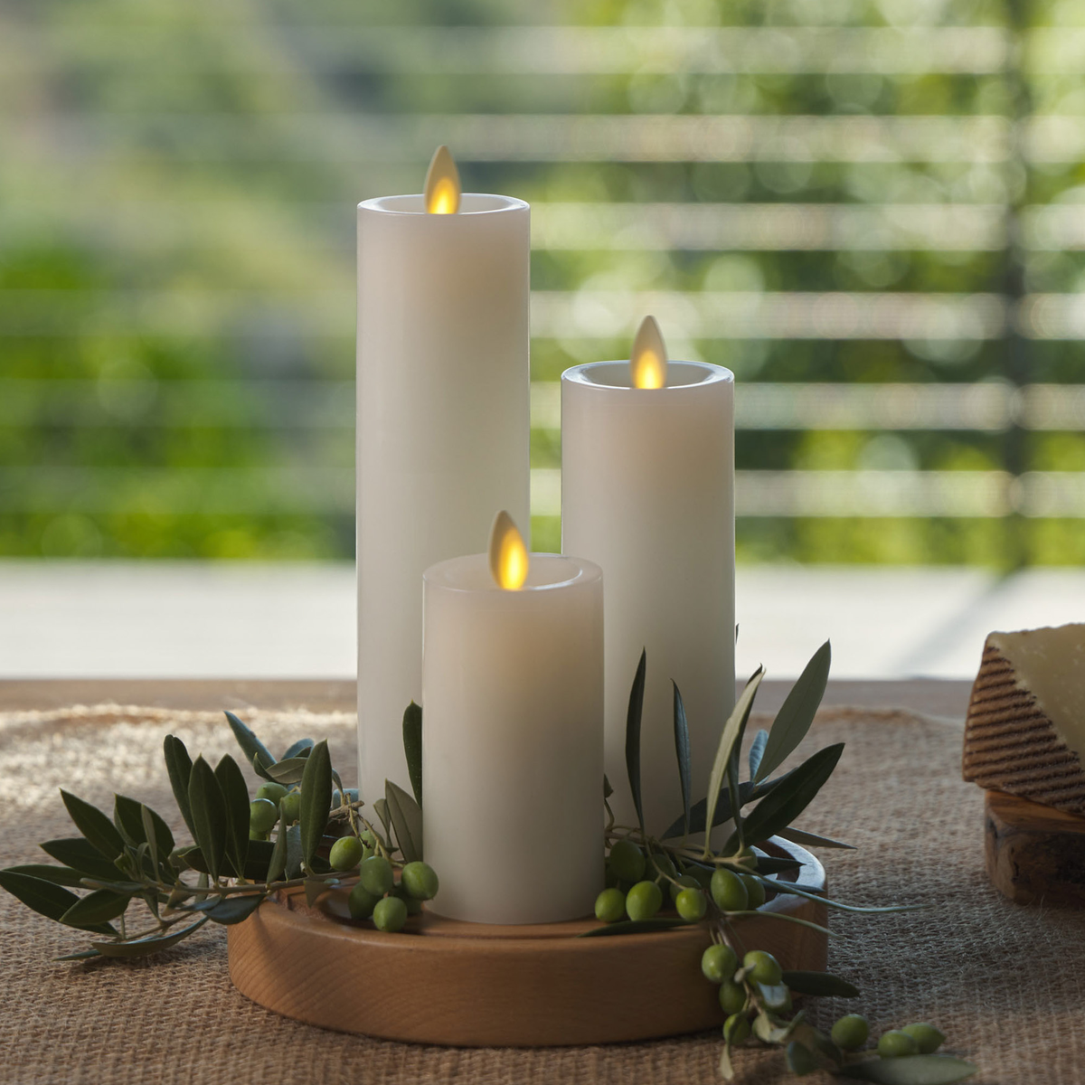 Flameless Candle, White Slim Pillar Recessed Top for Mantels, Entryways and Holiday Displays, 3 Size Options image 1