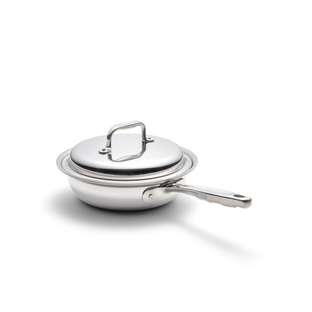 Stainless Steel Fry Pan, 1.5 Quart Sauté with Cover, Stainless Steel Construction for Stovetop Cooking, Family Meals and Daily Kitchen Use image 1