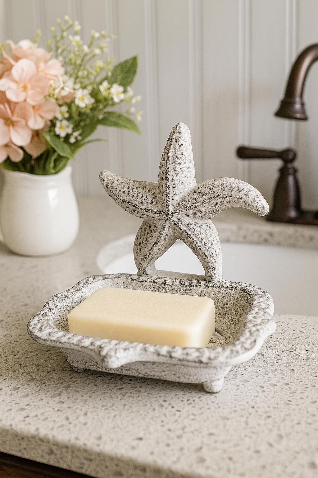 Bathroom Accessory, Starfish Cast Iron Soap Dish for Guest Baths and Daily Bathroom Routines image 1