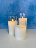Flameless Candle, Cream Moving LED Glass Set for Mantels, Entryways and Holiday Displays, Designed for Everyday Home Use image 1
