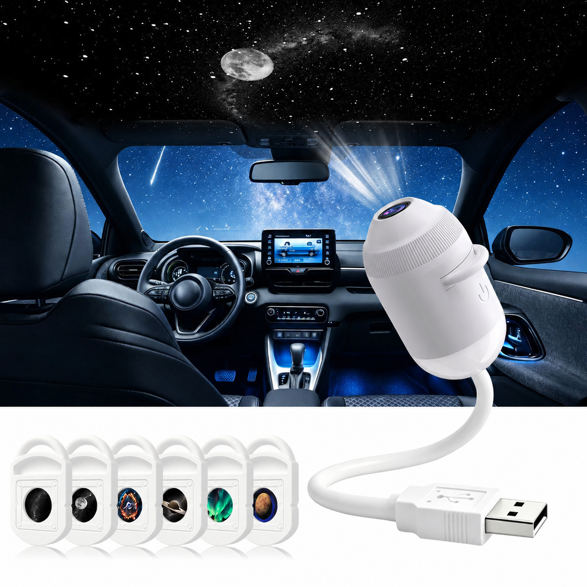 Home Lighting, Galaxy Projector Night Light USB Starry Sky, Lightweight Design for Desks, Side Tables and Warm Room Lighting image 1