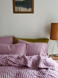 Pillowcase Set, Berry Gingham Linen Blend (Pair), Breathable Construction for Everyday Bedding and Bedroom Refreshes, 3 Size Options image 1