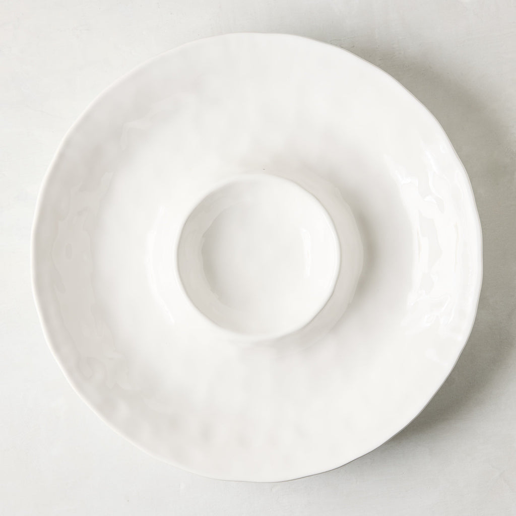 Dinnerware, White Ceramic Chip and Dip Serving Platter for Family Dining, Serving and Entertaining image 1
