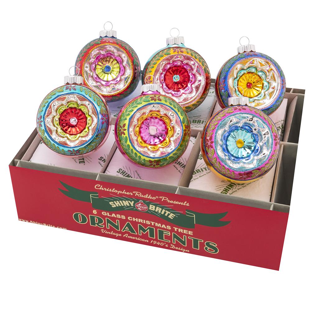 Seasonal Home Decor, Christmas Confetti 6 Count 3.25" Decorated for Holiday Displays, Shelves and Festive Rooms image 1