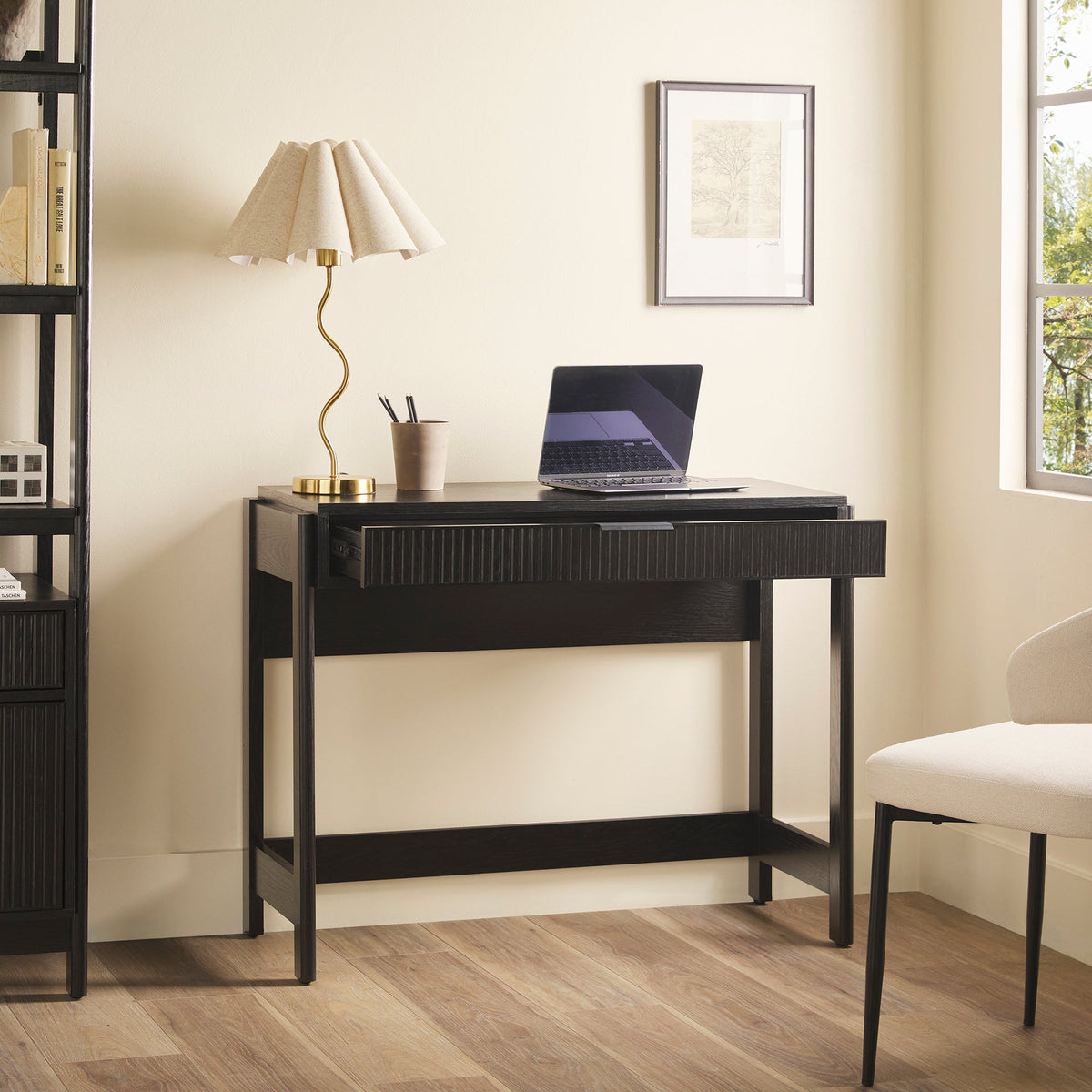 Computer Desk, Holmes Modern Scandinavian Reeded Writing for Home Offices, Computer Work and Study Spaces, 2 Color Options image 1