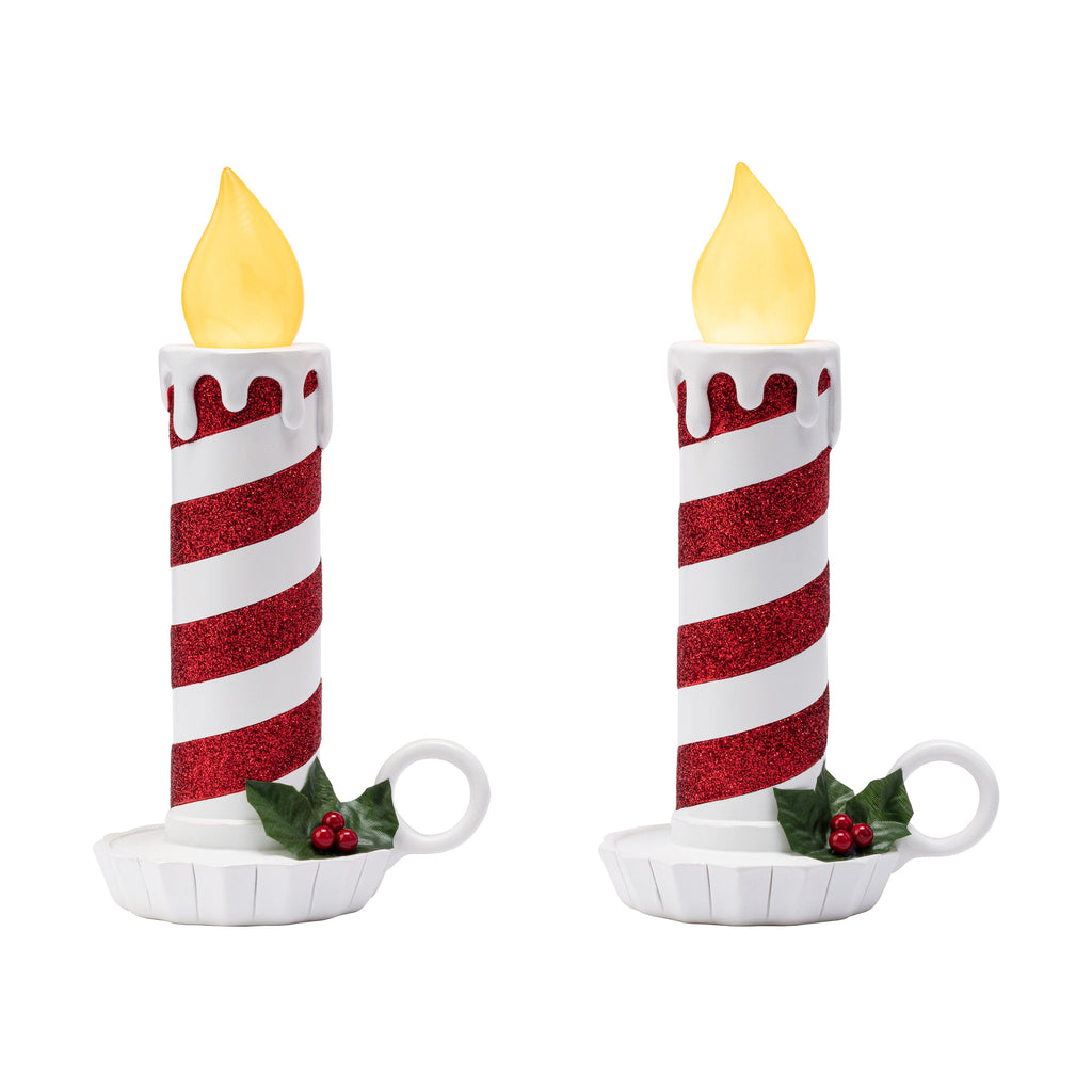 Decorative Candle, 10 in. Set of 2 Flickering LED Striped Candles for Living Rooms, Bedrooms and Relaxing Evenings image 1