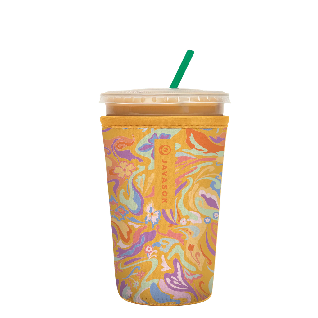 Reusable Cup Sleeve, Groovy Swirls, Neoprene Construction for Coffee Cups, Daily Commutes and Dry Hands image 1