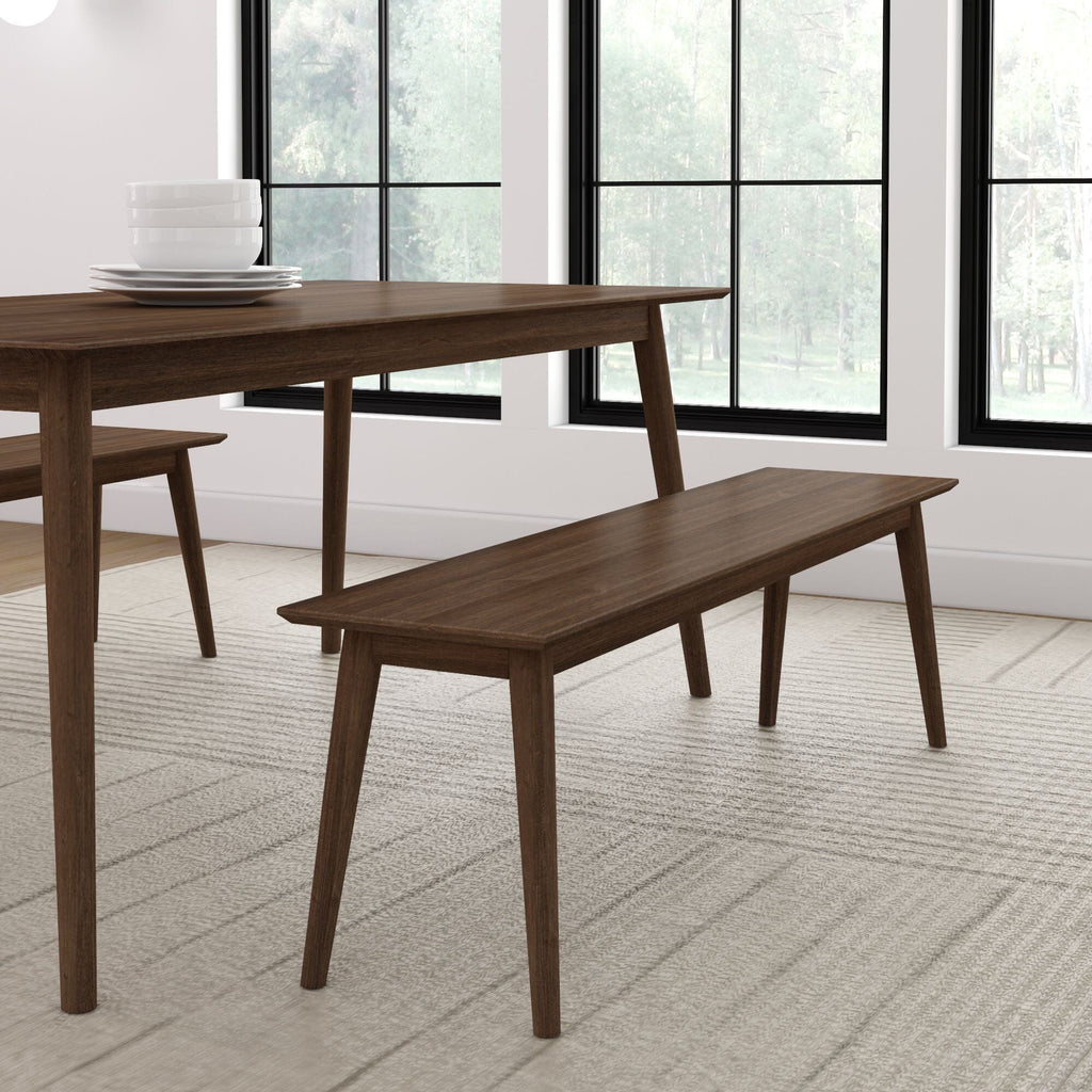 Dining Bench, Mid Century Modern 59", Solid Wood Construction for Dining Rooms, Kitchen Tables and Everyday Seating, 2 Color Options image 1