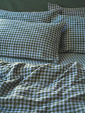 Pillowcase Set, Fern Green & Dusk Blue Colour Drenched Gingham, Breathable Construction for Guest Rooms and Daily Bedroom Comfort image 1