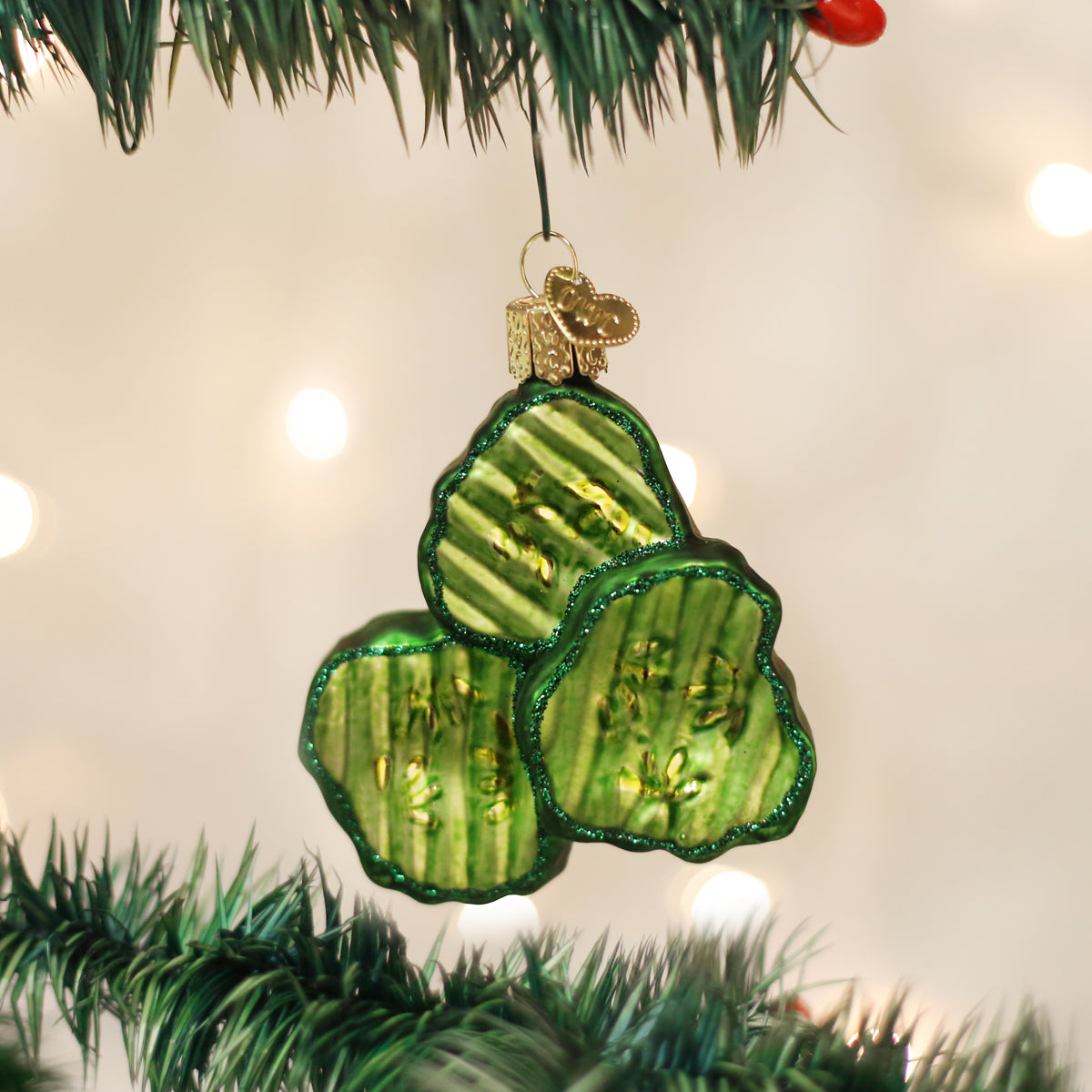 Seasonal Home Decor, Pickle Chips Ornament for Holiday Displays, Shelves and Festive Rooms image 1