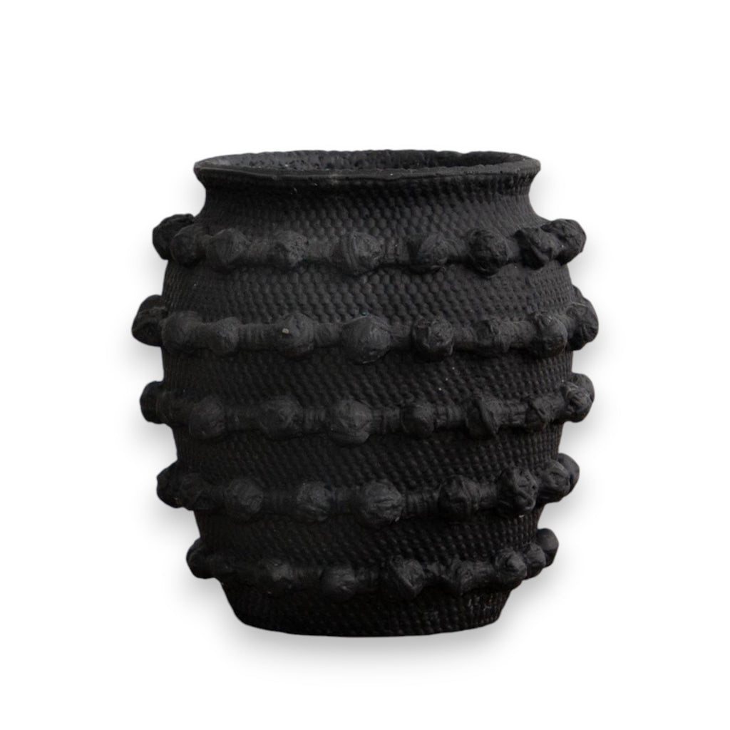 Decorative Vase, Black Textured Knot Cement for Flowers, Shelves and Living Spaces, Designed for Tabletop Arrangements and Home Decor image 1