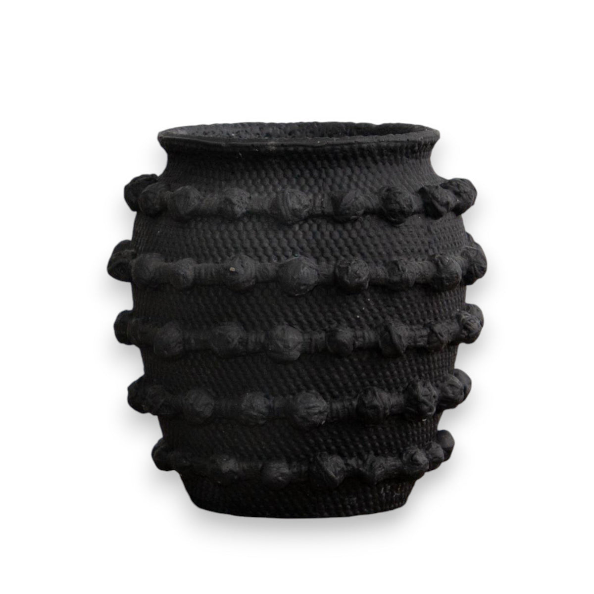 Decorative Vase, Black Textured Knot Cement for Flowers, Shelves and Living Spaces, Designed for Tabletop Arrangements and Home Decor image 1