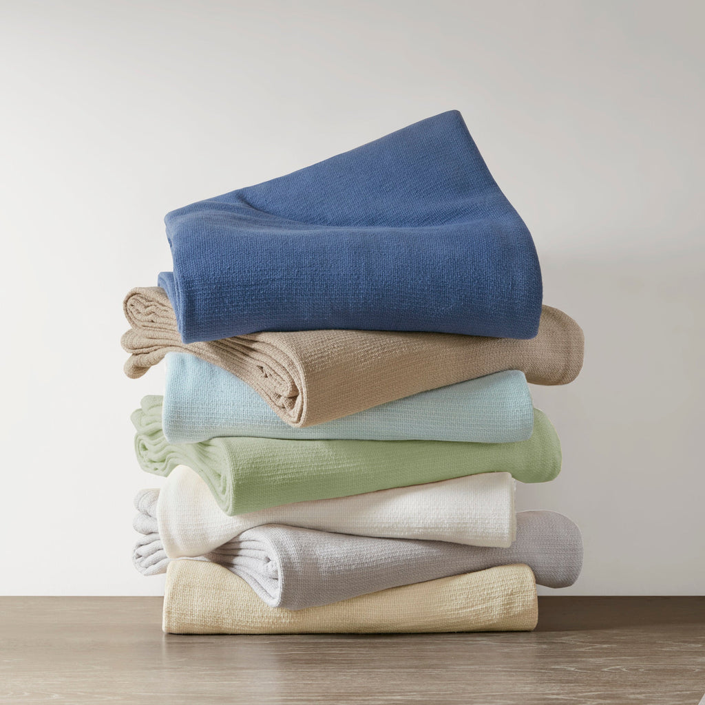 Cozy Throw Blanket, Freshspun Basketweave Cotton, Lightweight Design for Living Rooms, Bedrooms and Everyday Lounging, 3 Sizes and 7 Colors image 1