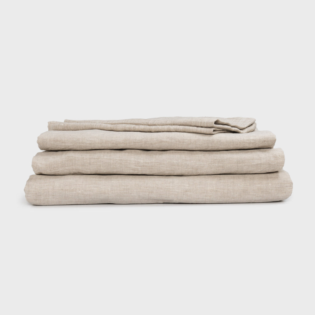 Bed Sheet Set, Natural Linen 4 Piece Linen Twin, Full, Queen for Everyday Bedroom Comfort and Guest Rooms, 6 Size Options image 1