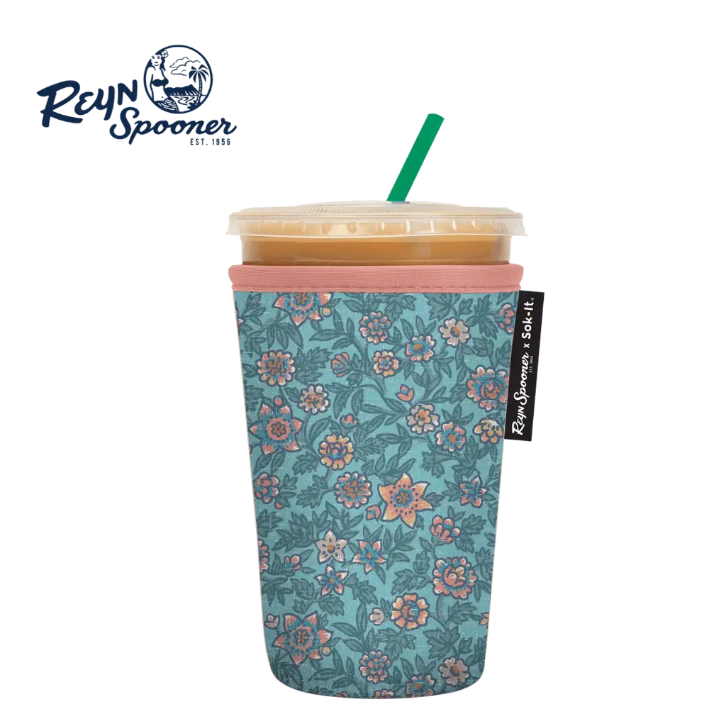 Reusable Cup Sleeve, Wild Flowers, Neoprene Construction for Iced Coffee, Cold Drinks and Condensation Control image 1