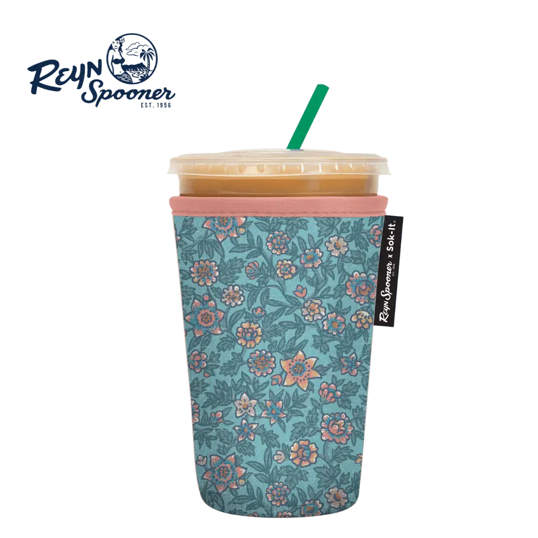 Reusable Cup Sleeve, Wild Flowers, Neoprene Construction for Iced Coffee, Cold Drinks and Condensation Control image 1