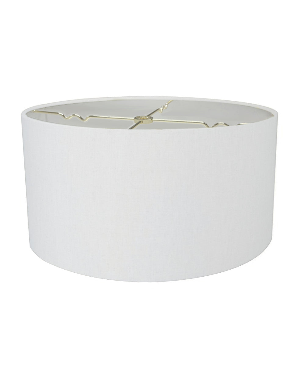 Fabric Lamp Shade, 16"W x 9"H White Linen Hardback Shallow Drum for Lamp Replacement, Reading Corners and Living Spaces image 1